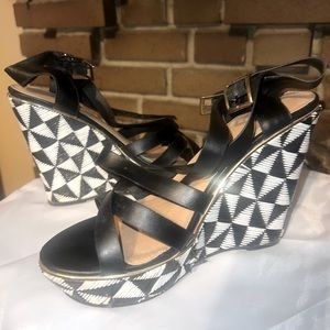 Black & White Platform Wedge Heel